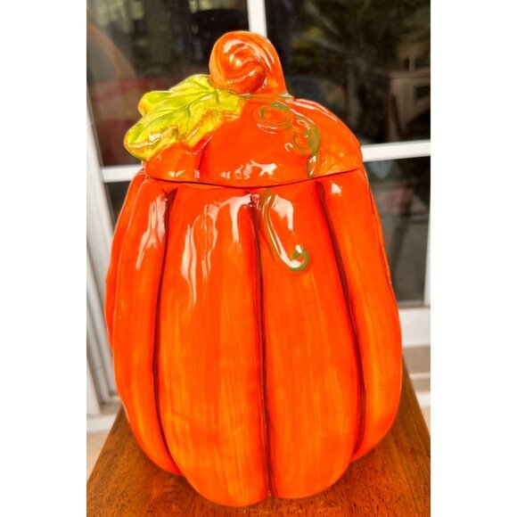 VTG Halloween Anthropomorphic Pumpkin Cookie Jar Ceramic Happy Jack O Lantern - Picture 3 of 12